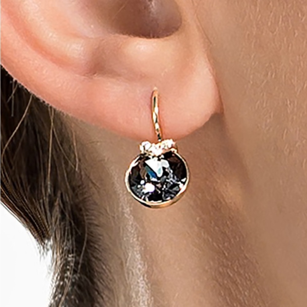 Swarovski Bella V drop earringsRound cut, Gray, Rose gold-tone plated